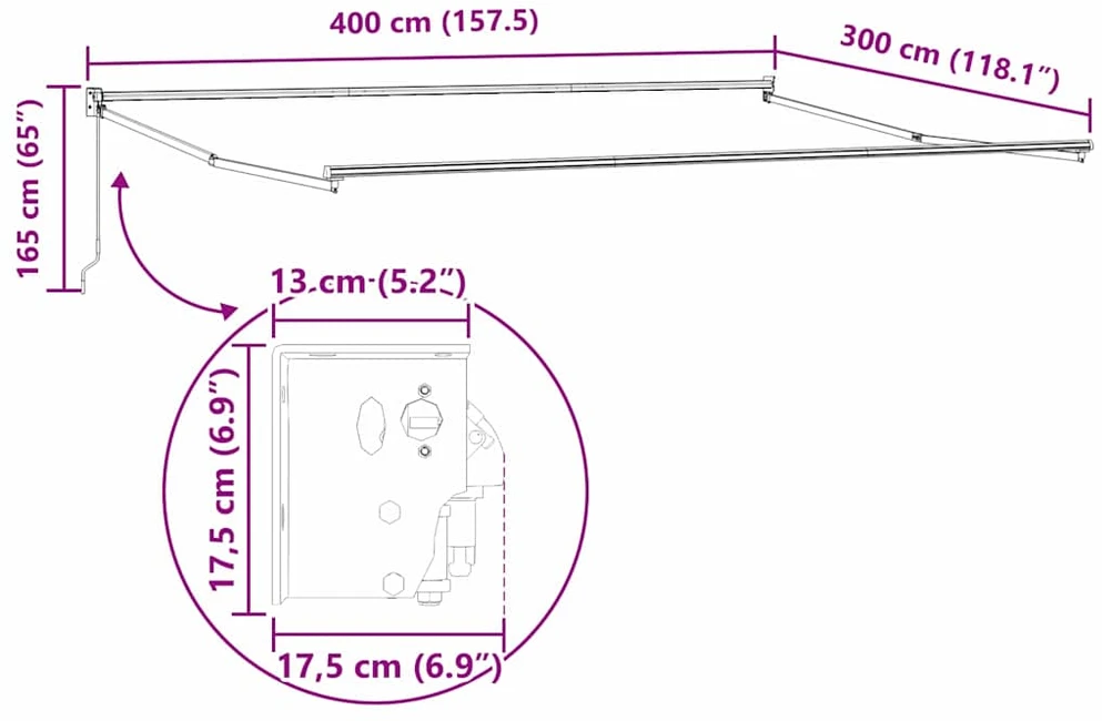 Ištraukiama markizė Įvairiaspalvis 400 × 300 cm
