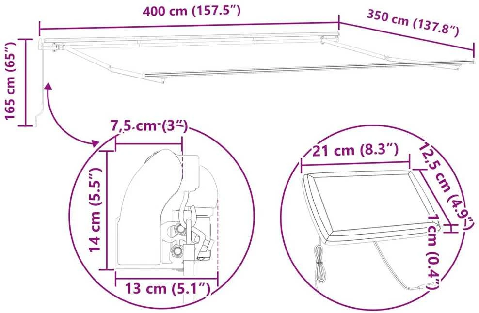 Ištraukiama markizė Įvairiaspalvis 400 × 350 cm