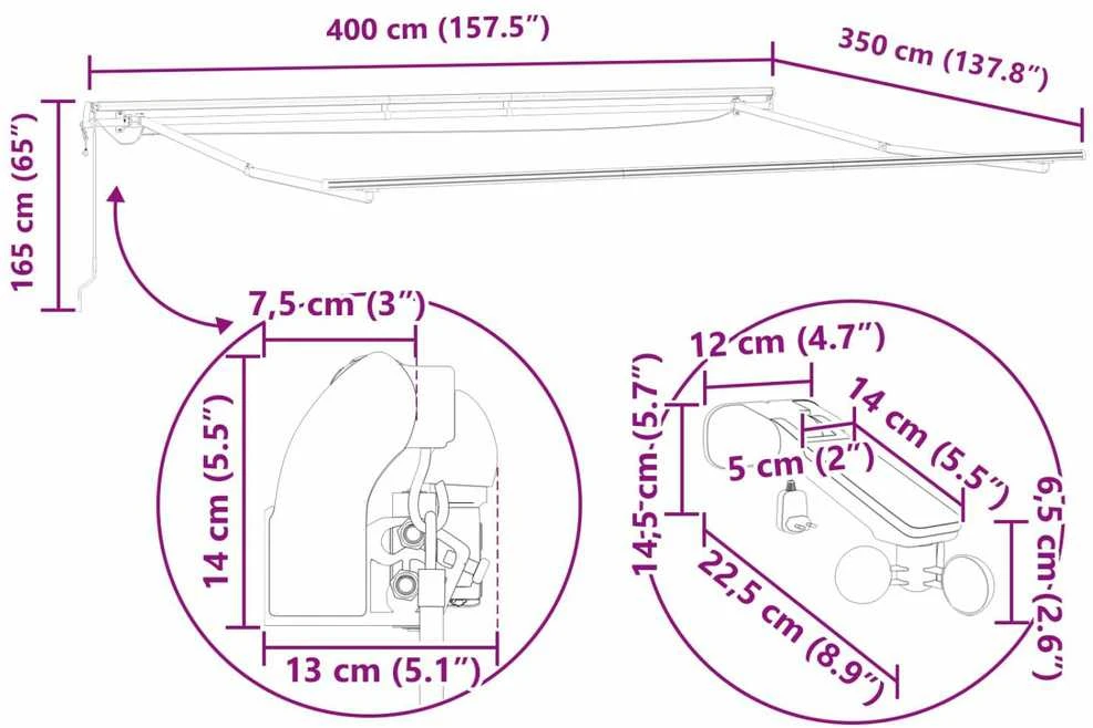 Ištraukiama markizė Įvairiaspalvis 400 × 350 cm Poliesteris