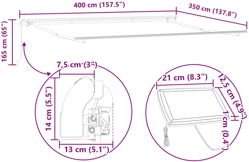 Ištraukiama markizė Įvairiaspalvis 400 × 300 cm