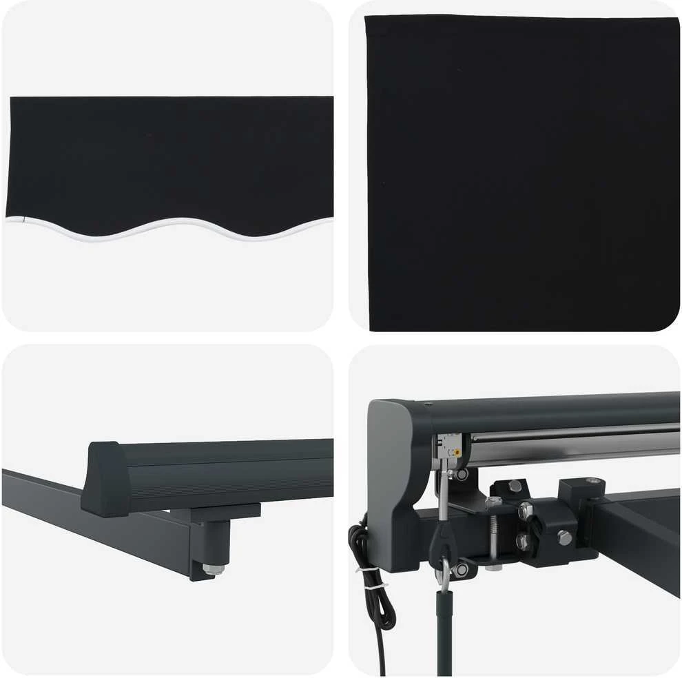 Markizės rėmas Juoda 300 x 250 cm Poliesteris su PU danga