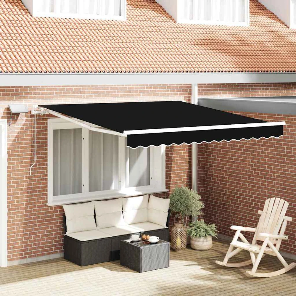 Ištraukiama markizė Juoda 350 x 250 cm Audinys ir aliuminis