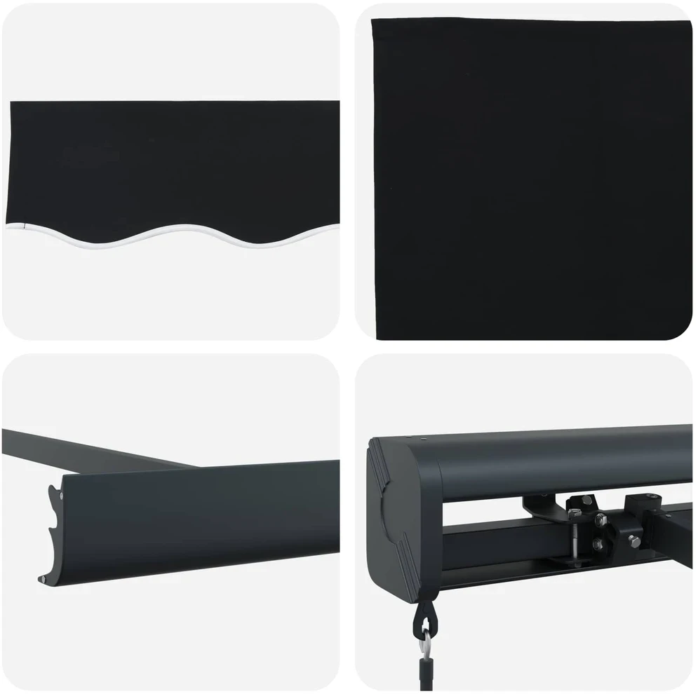 Ištraukiama markizė Juoda 350 x 250 cm Audinys ir aliuminis