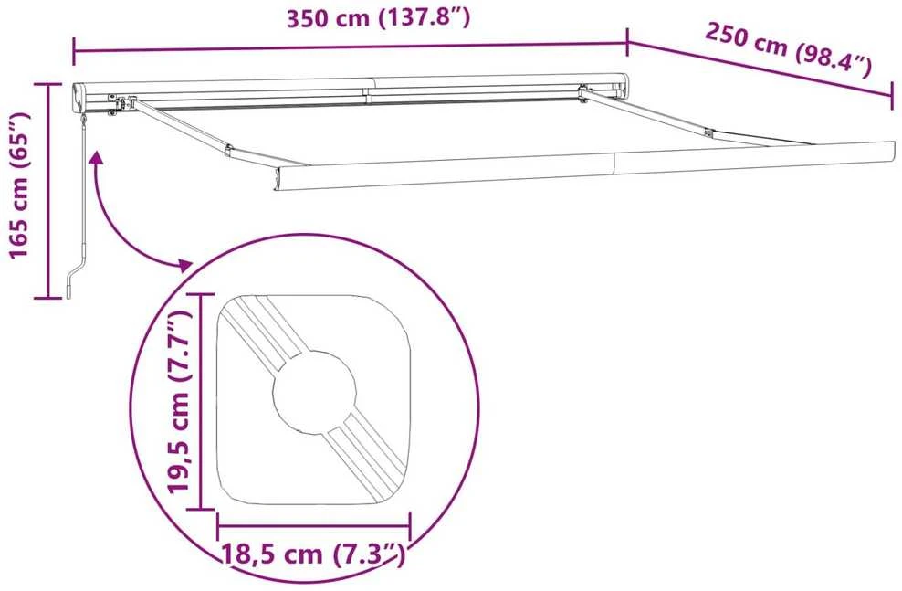 Ištraukiama markizė Juoda 350 x 250 cm Audinys ir aliuminis
