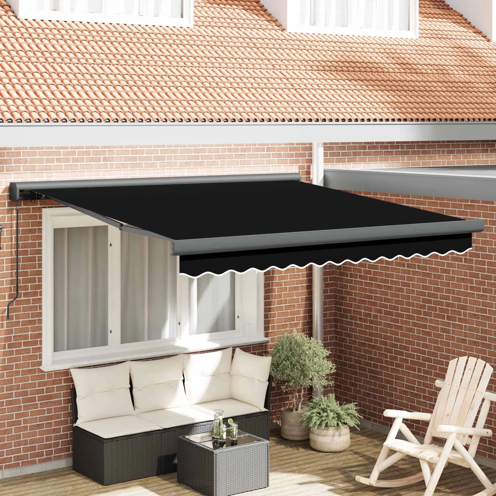 Ištraukiama markizė Juoda 350 x 250 cm Audinys ir aliuminis
