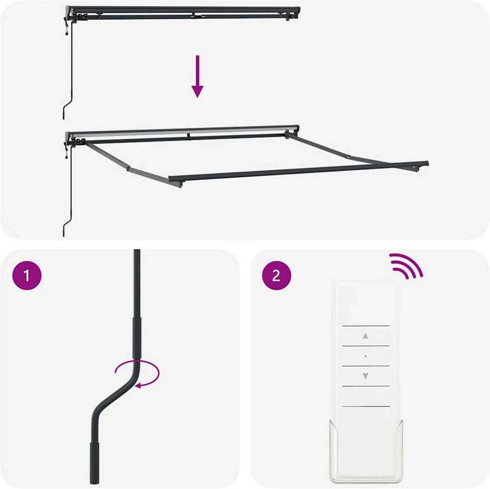 Markizės rėmas Juoda 350 x 250 cm Poliesteris su PU danga