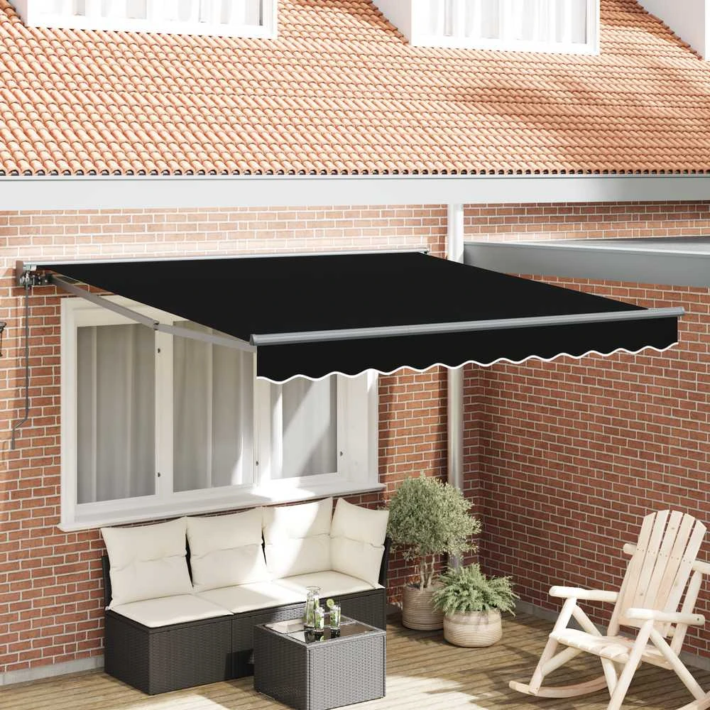 Markizės rėmas Juoda 350 x 250 cm Poliesteris su PU danga