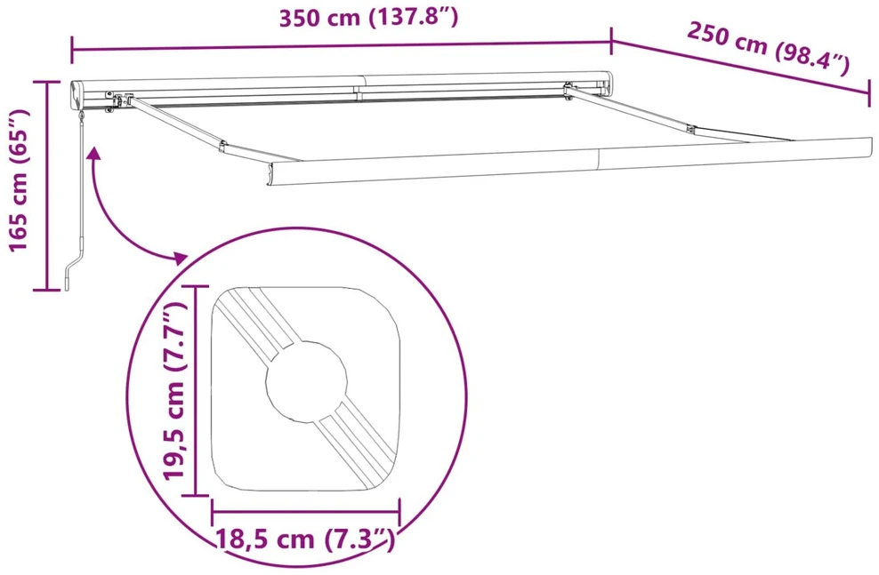 Ištraukiama markizė Juoda 400 × 300 cm Aliuminis