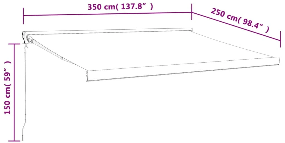 Ištraukiama markizė Kremas su antracito rėmu 3,5 x 2,5 m