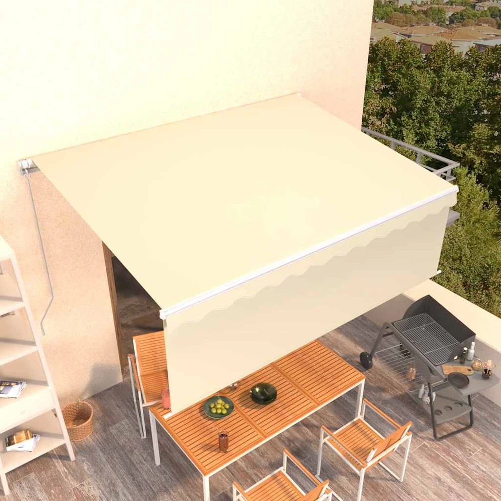 Rankiniu būdu ištraukiama markizė su uždanga, kreminė, 4x3m