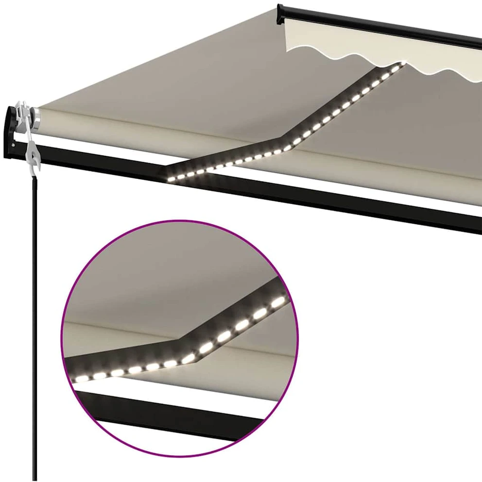 Automatinė markizė su LED/vėjo jutikliu, kreminė, 400x350cm