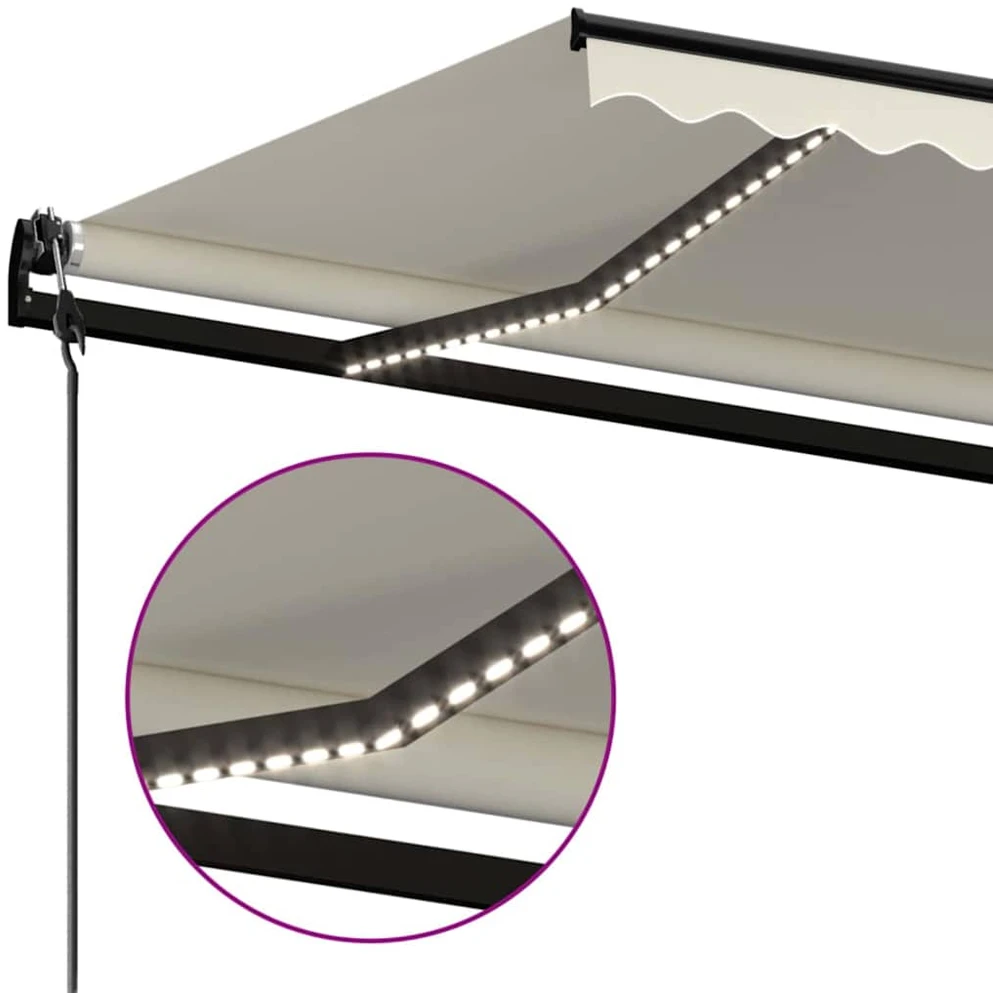 Automatinė markizė su LED/vėjo jutikliu, kreminė, 450x300cm