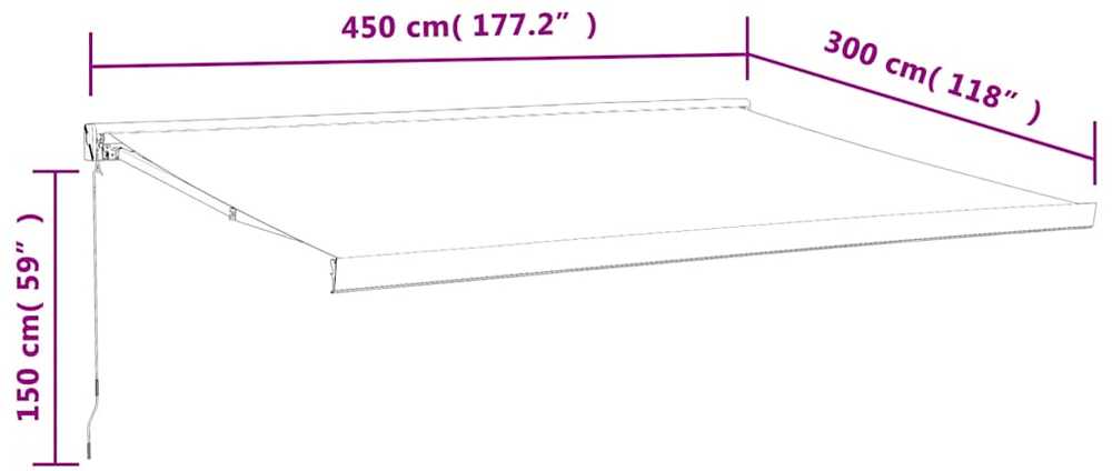 Ištraukiama markizė, kreminė, 4,5x3m, audinys ir aliuminis