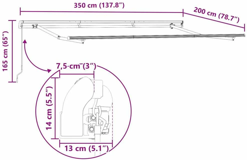 Ištraukiama markizė Mėlyna 350 x 200 cm audinys