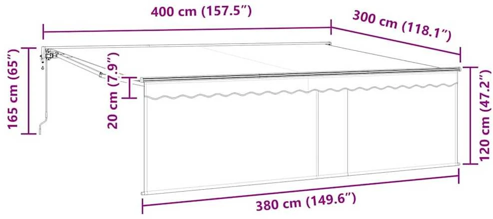 Ištraukiama markizė Mėlyna ir balta 400 × 300 cm
