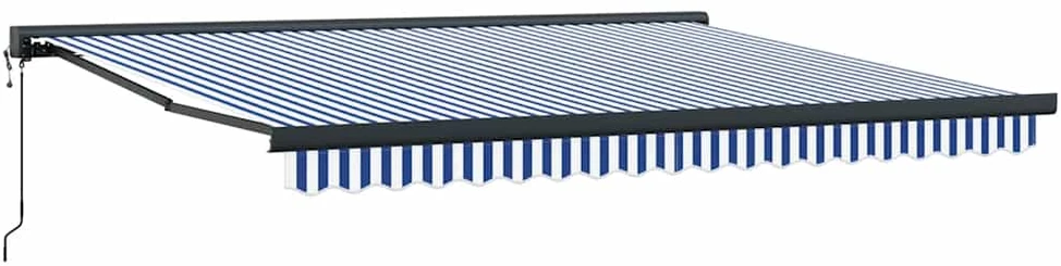 Ištraukiama markizė, mėlyna/balta, 3,5x2,5m, audinys/aliuminis