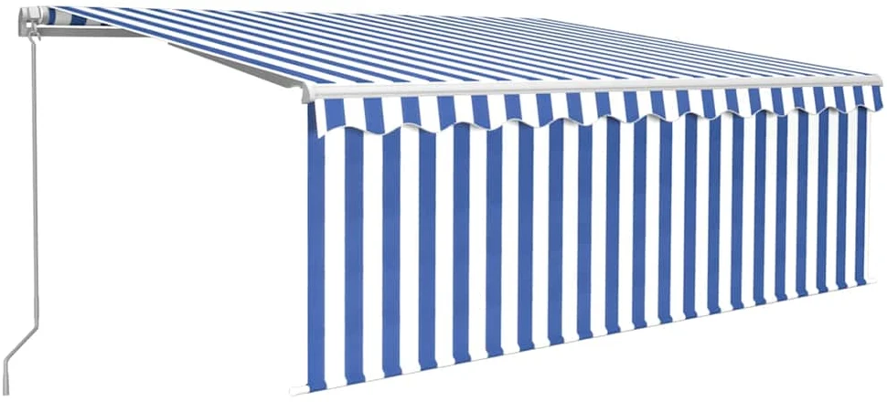 Rankiniu būdu ištraukiama markizė, mėlyna ir balta, 4x3m