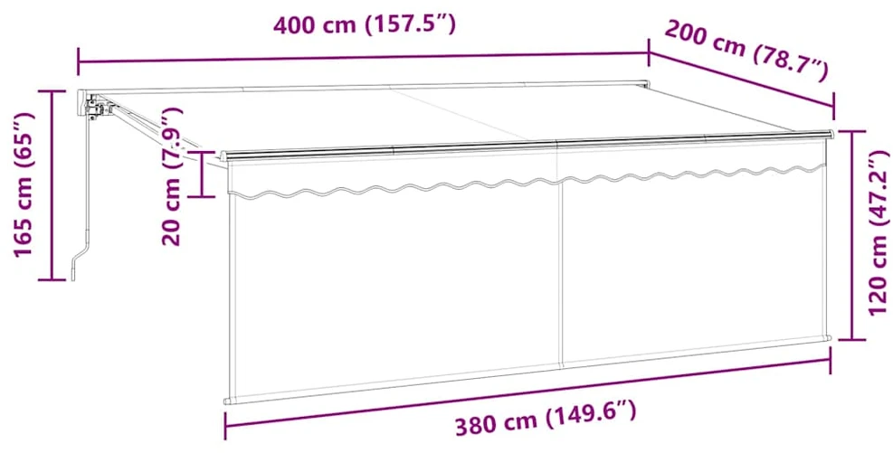 Ištraukiama markizė Mėlyna ir balta 400 x 200 cm