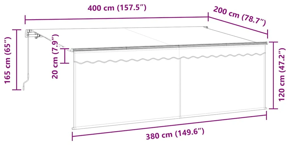 Ištraukiama markizė Mėlyna ir balta 400 x 200 cm