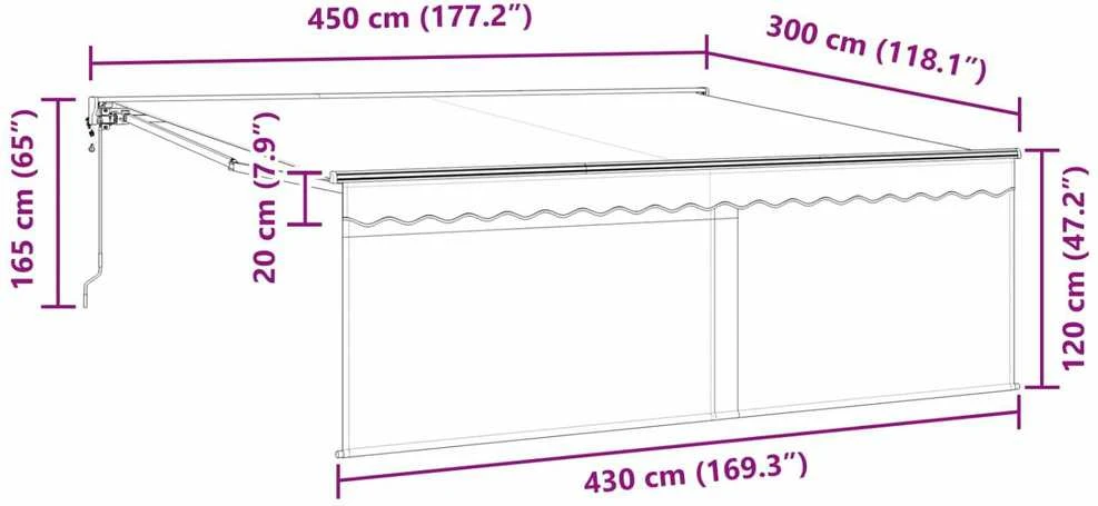 Ištraukiama markizė Mėlyna ir balta 400 × 300 cm