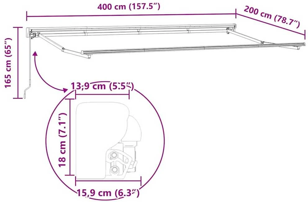 Markizės rėmas Mėlyna ir balta 400 x 200 cm