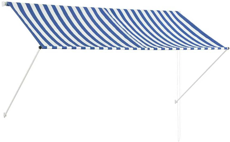 Ištraukiama markizė, mėlynos ir baltos spalvos, 250x150 cm