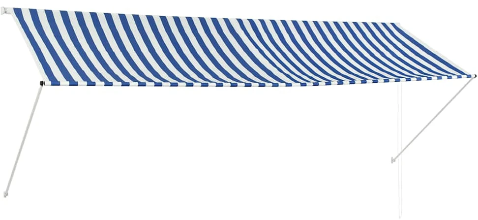 Ištraukiama markizė, mėlynos ir baltos spalvos, 350x150cm