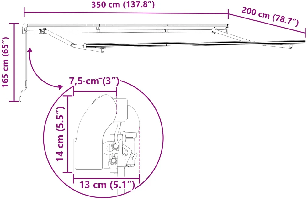 Ištraukiama markizė Oranžinė 350 x 200 cm audinys