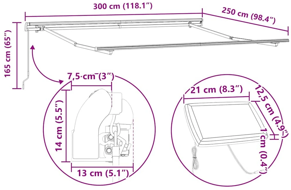 Ištraukiama markizė oranžinė ir ruda 300 x 250 cm