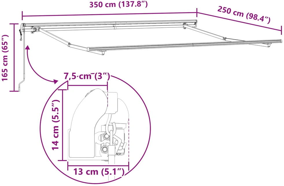 Ištraukiama markizė oranžinė ir ruda 350 x 250 cm