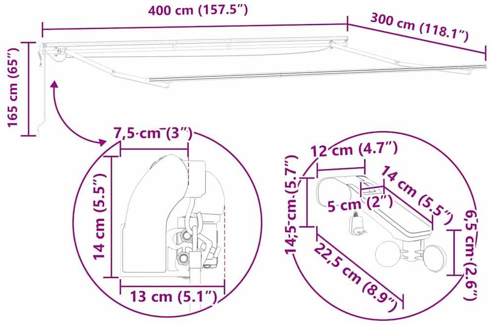 Ištraukiama markizė Oranžinė ir ruda 400 × 300 cm Poliesteris