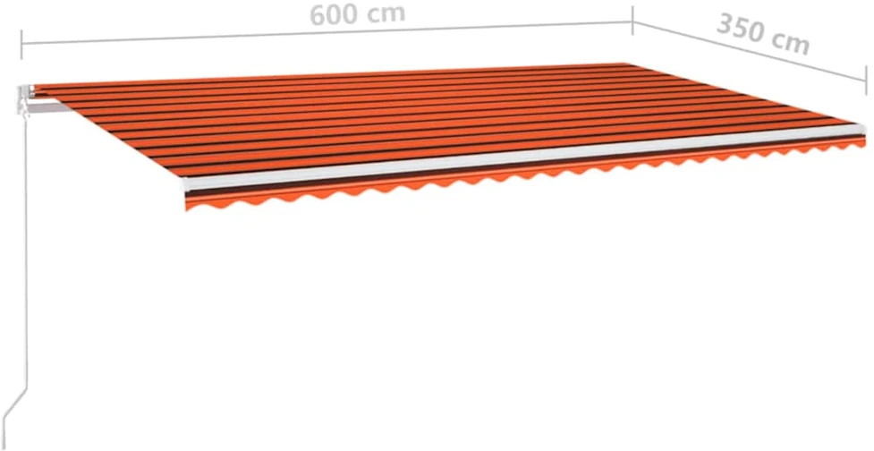 Rankiniu būdu ištraukiama markizė, oranžinė ir ruda, 600x350cm