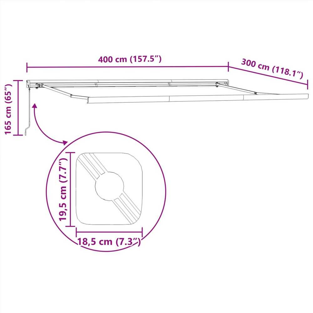 Ištraukiama markizė Pilka 400 × 300 cm Poliesteris ir aliuminis