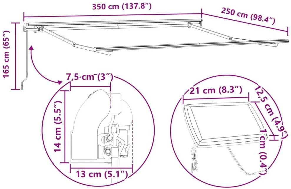 Ištraukiama markizė Raudona ir balta 350 x 250 cm