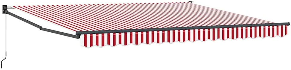 Rankinė markizė 4 x 3 m Raudona ir balta juostelė