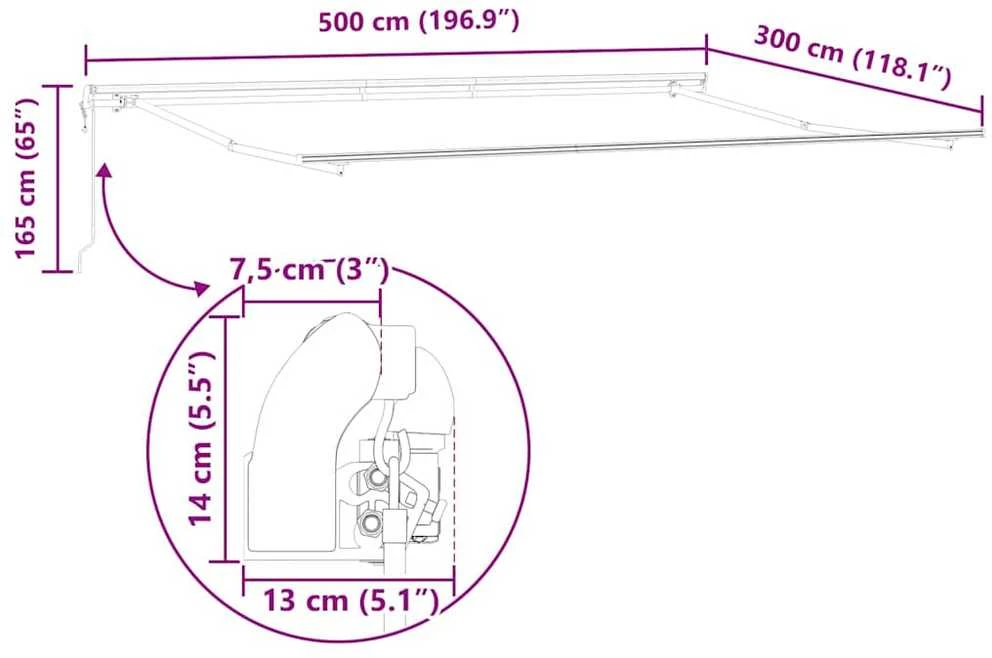 Ištraukiama markizė Raudona ir balta 500 × 300 cm
