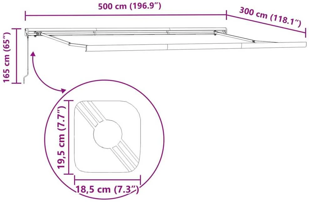 Ištraukiama markizė Raudona ir balta 500 × 300 cm