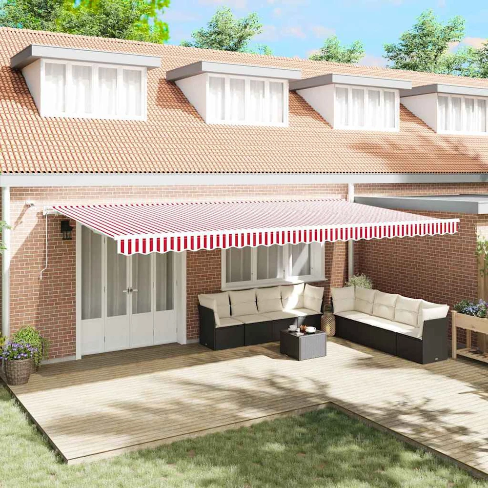 Ištraukiama markizė Raudona ir balta 600 × 300 cm Poliesteris