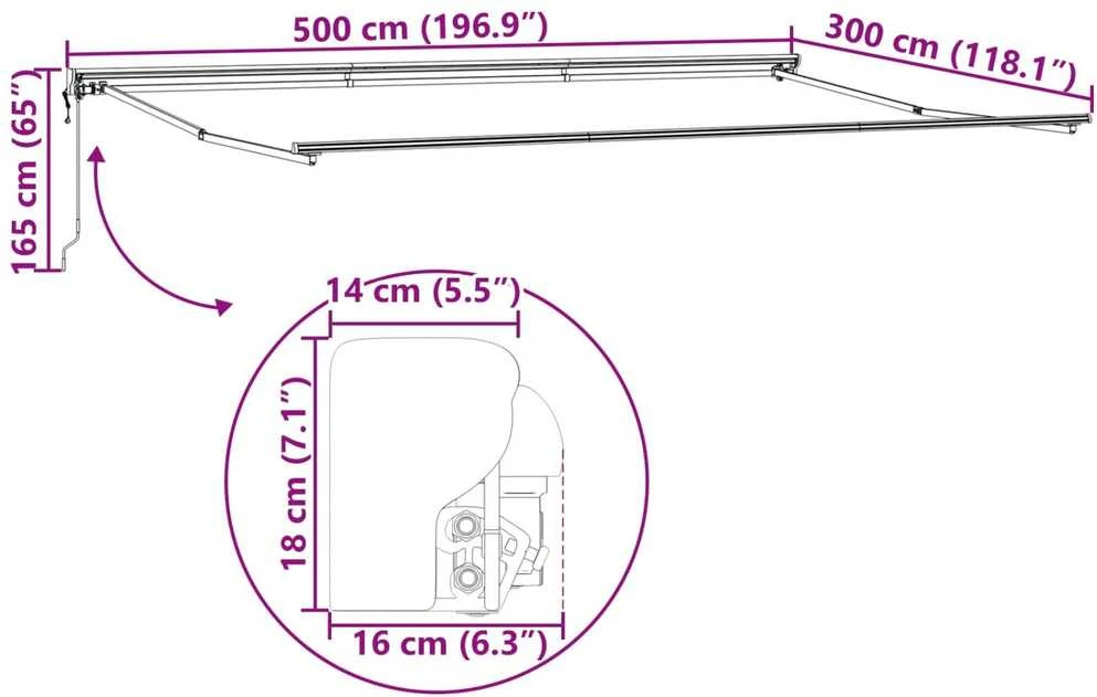 Markizės rėmas Raudona ir balta 500 × 300 cm
