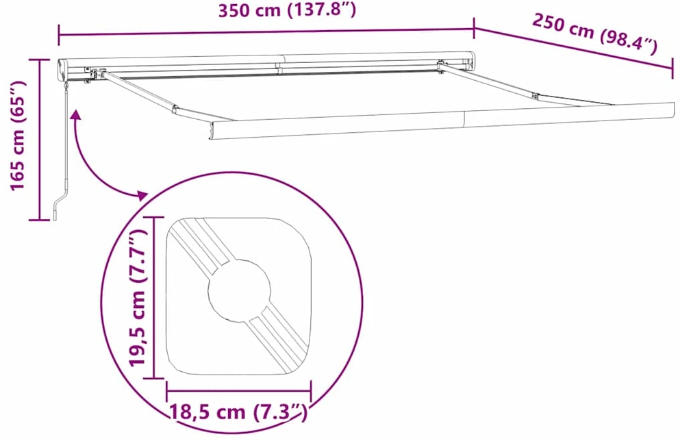 Ištraukiama markizė Raudona ir Juoda 350 x 250 cm