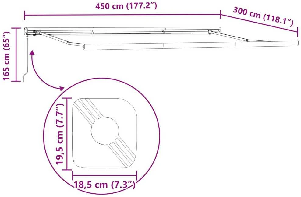Ištraukiama markizė Raudona ir Juoda 450 × 300 cm