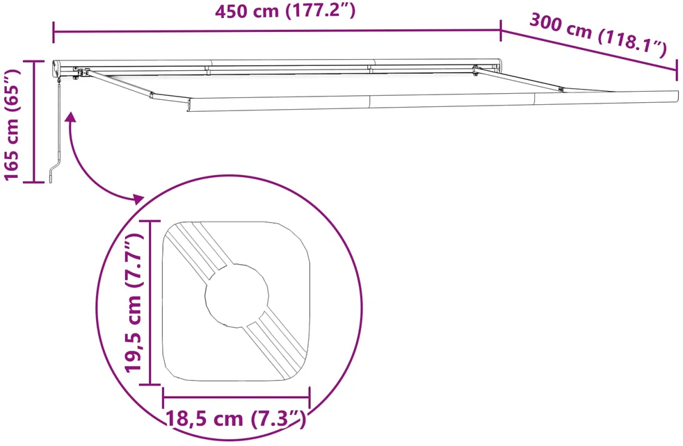 Ištraukiama markizė Raudona ir Juoda 450 × 300 cm