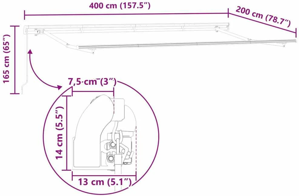 Ištraukiama markizė Ruda 400 x 200 cm audinys