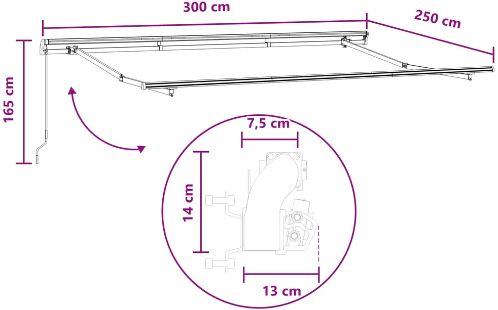 Ištraukiama markizė Smėlio 3 x 2,5 m Poliesteris ir aliuminis