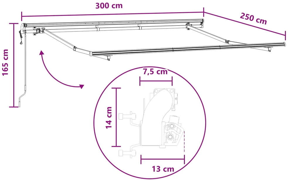 Ištraukiama markizė Smėlio 300 x 250 cm Audinys ir aliuminis