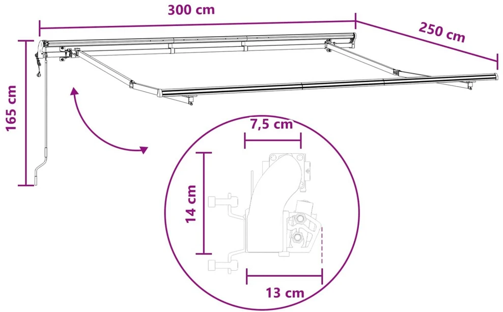 Ištraukiama markizė Smėlio 300 x 250 cm Audinys ir aliuminis
