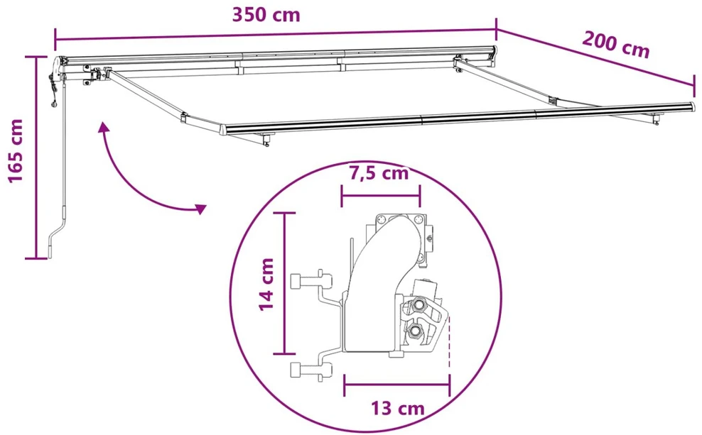 Ištraukiama markizė Smėlio 3,5 x 2 m audinys