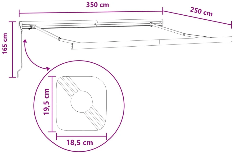 Ištraukiama markizė Smėlio 350 x 250 cm Audinys ir aliuminis