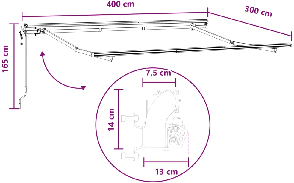 Ištraukiama markizė Smėlio 400 × 300 cm Audinys ir aliuminis
