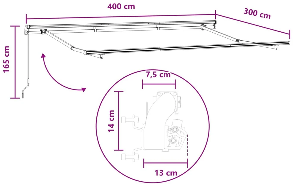 Ištraukiama markizė Smėlio 400 × 300 cm